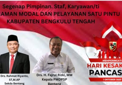PMDPSP Kabupaten Bengkulu Tengah Mengucapkan Selamat Hari Kesaktian Pancasila