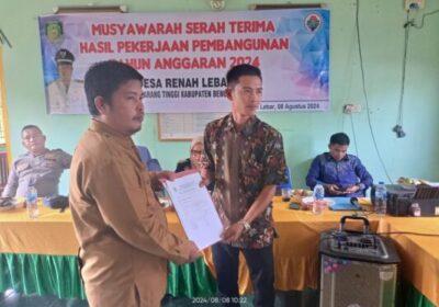 Pemerintah Desa Renah Lebar Gelar Musyawarah Serah Terima Hasil Pekerjaan Pembangunan Tahun 2024