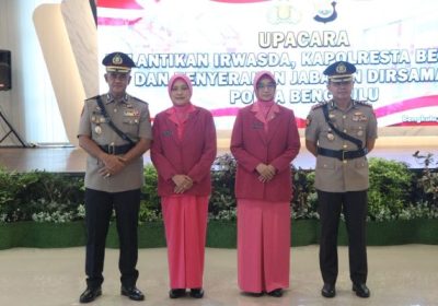 Kapolda Bengkulu Lantik Irwasda, Kapolresta Bengkulu, dan Penyerahan Jabatan Dirsamapta